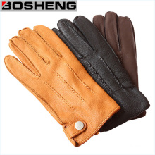 Unisexe Winter Warm PU Double couche de gants en cuir à doigts complets